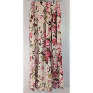 Abercrombie & Fitch Womens Floral Maxi Skirt Side Slit Pockets Sz XS Linen Boho